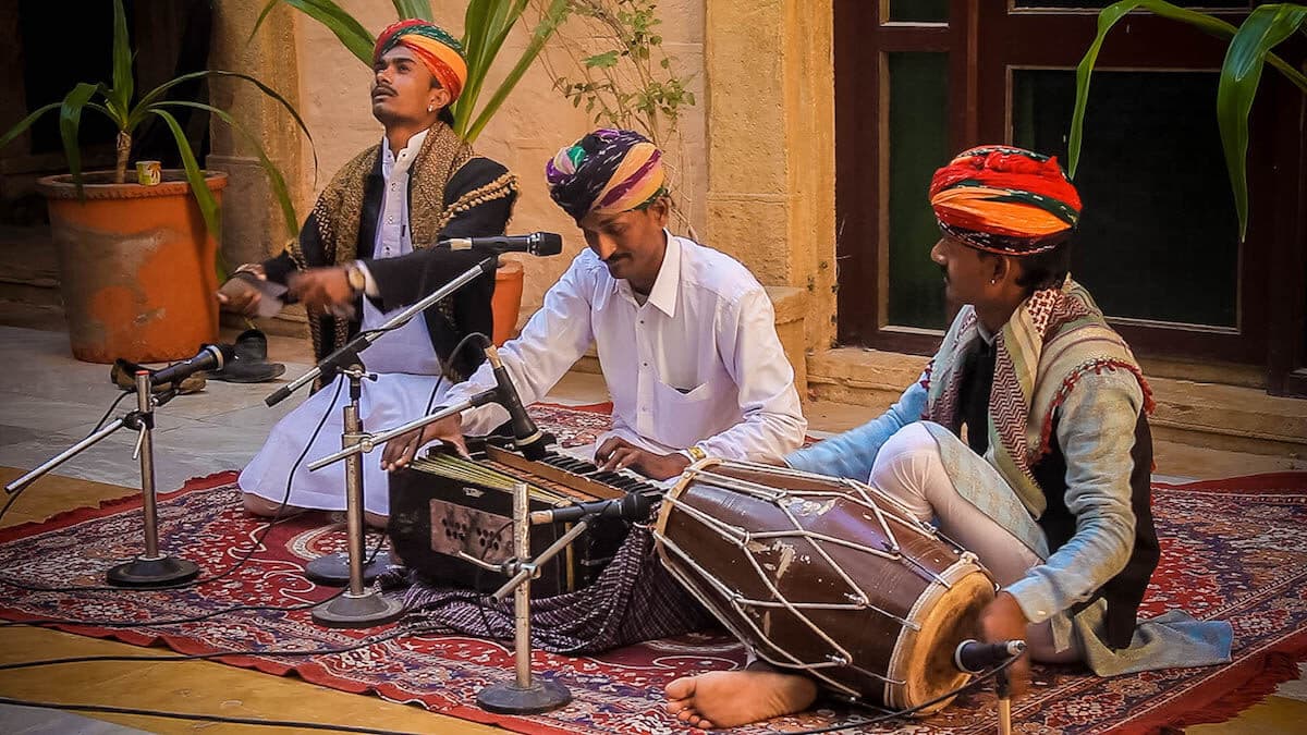 Musicians performing traditional instruments